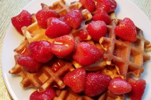 waffles and strawberries