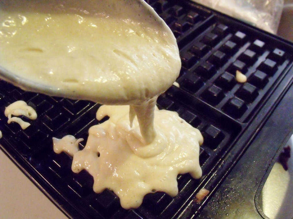 ladle waffle batter