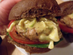 chicken burger with curry slaw