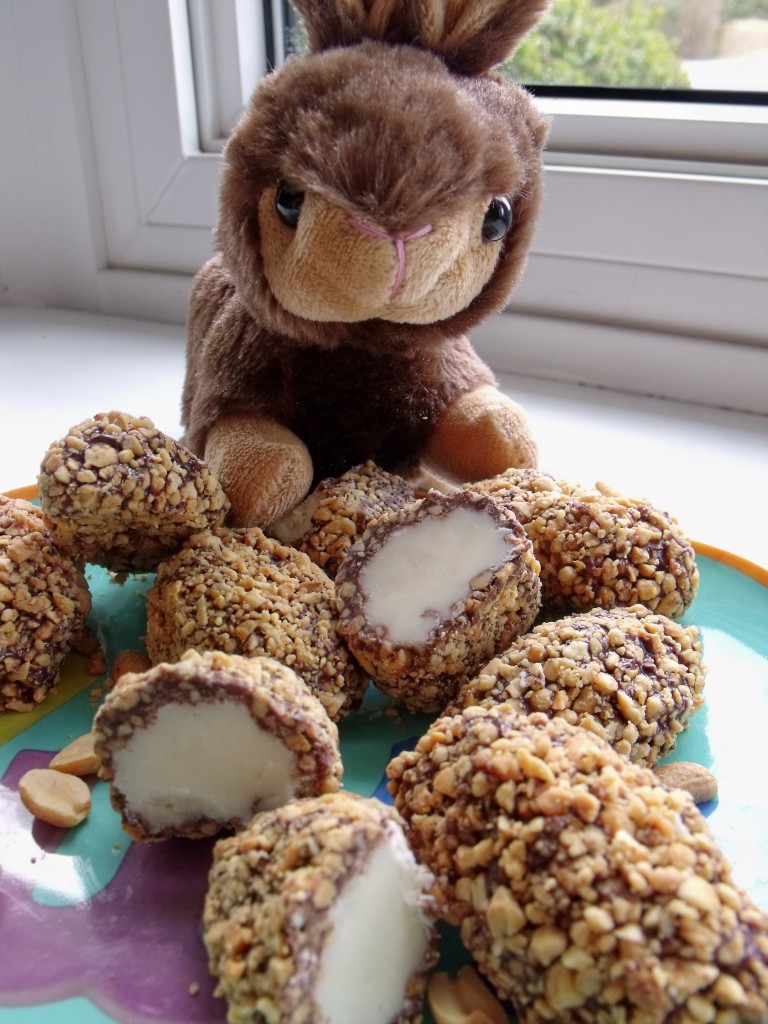 peanut rolled eggs and bunny