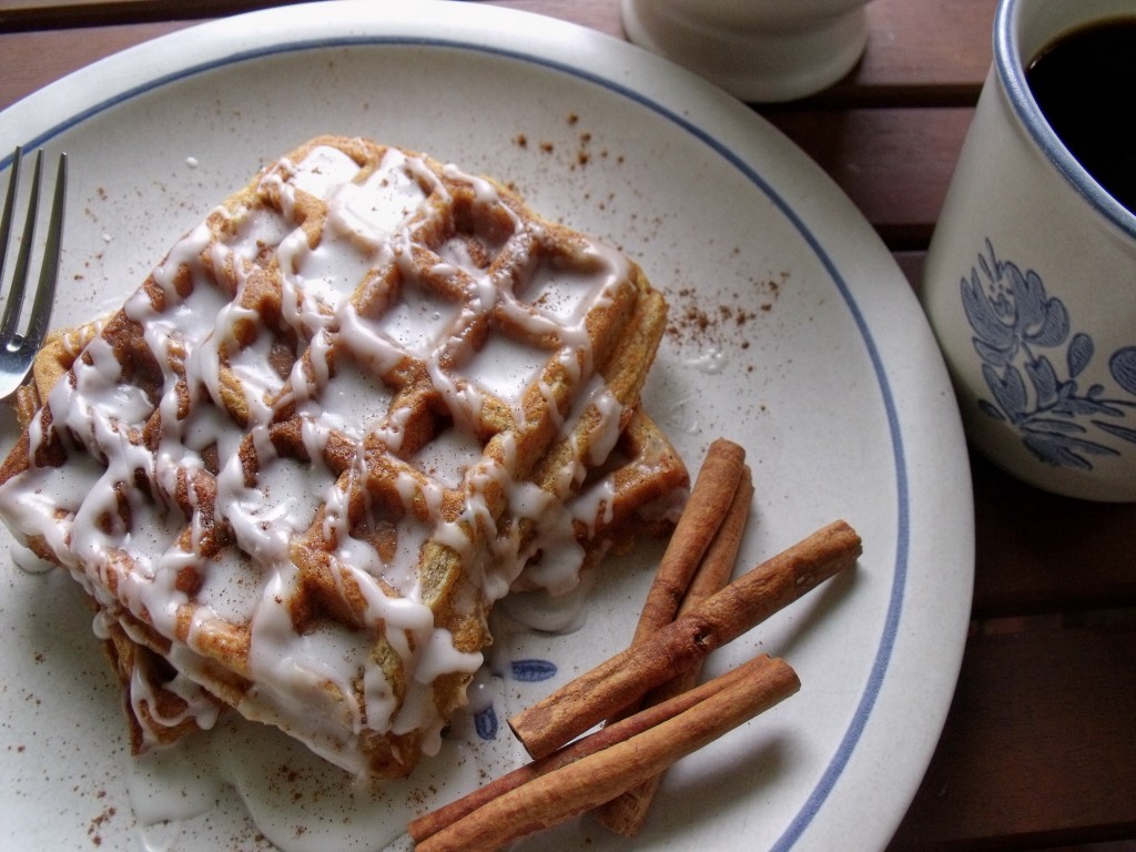 cinnamon roll waffle closeup