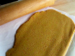 lentil cracker dough rolled