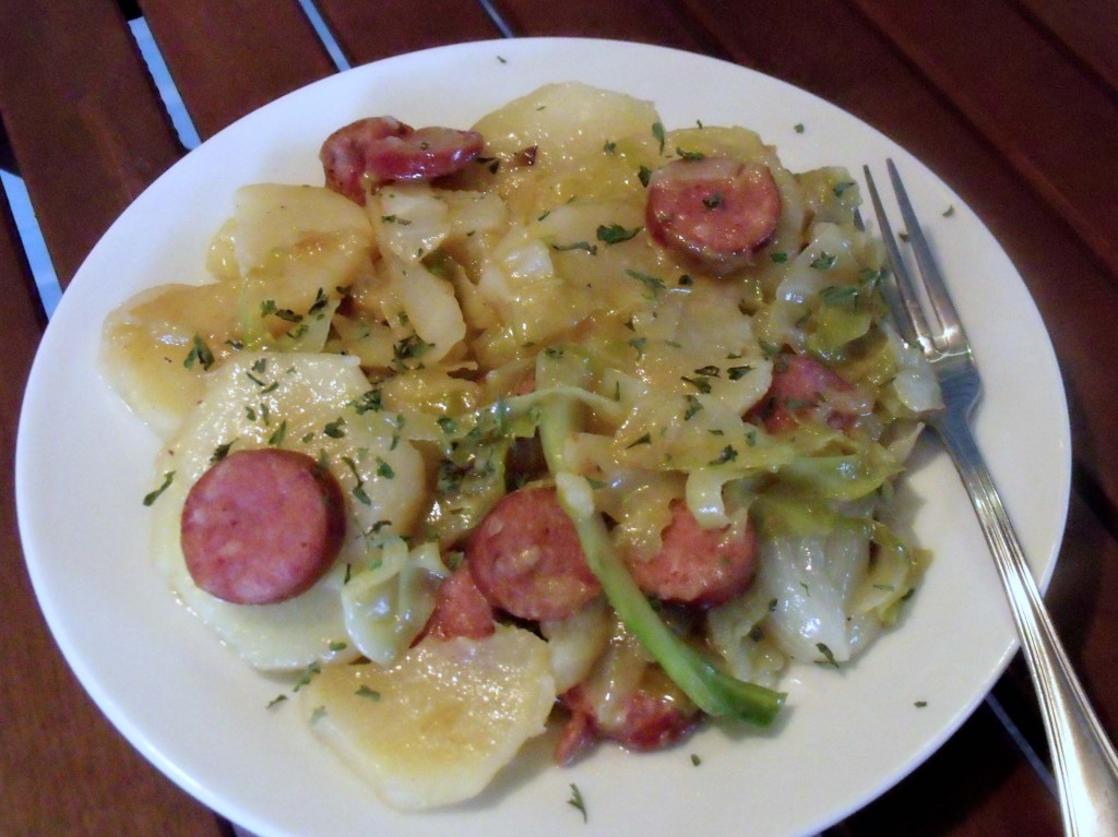 Potato Cabbage and Smoked Sausage Skillet