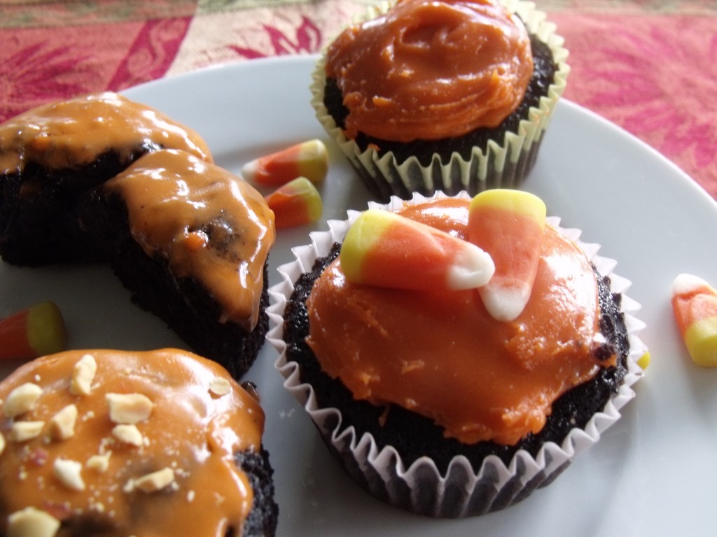 Mocha Cupcakes with Candy Corn Glaze