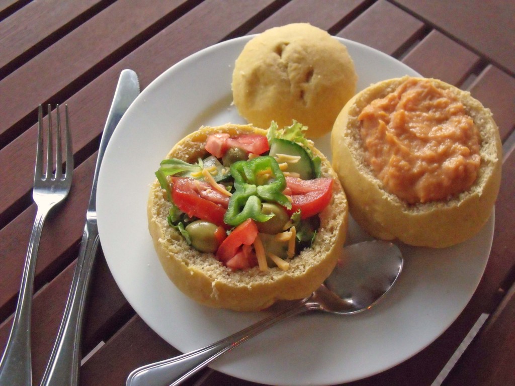 sweetpotato soup and salad