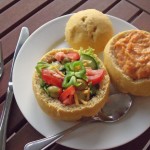 sweetpotato soup and salad