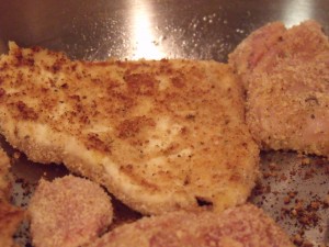 breaded cutlets frying