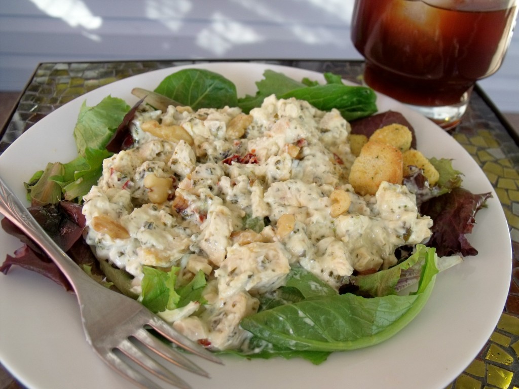 creamy chicken pesto salad plate