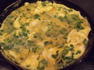 herb frittata cooking