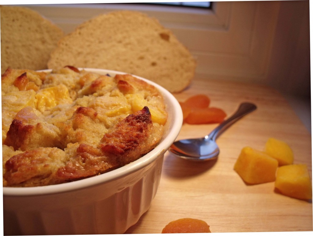 mango apricot bread pudding