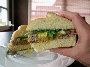 Turkey Burger Nest Egg Sandwich sliced