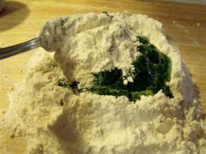 spinach pasta dough mix