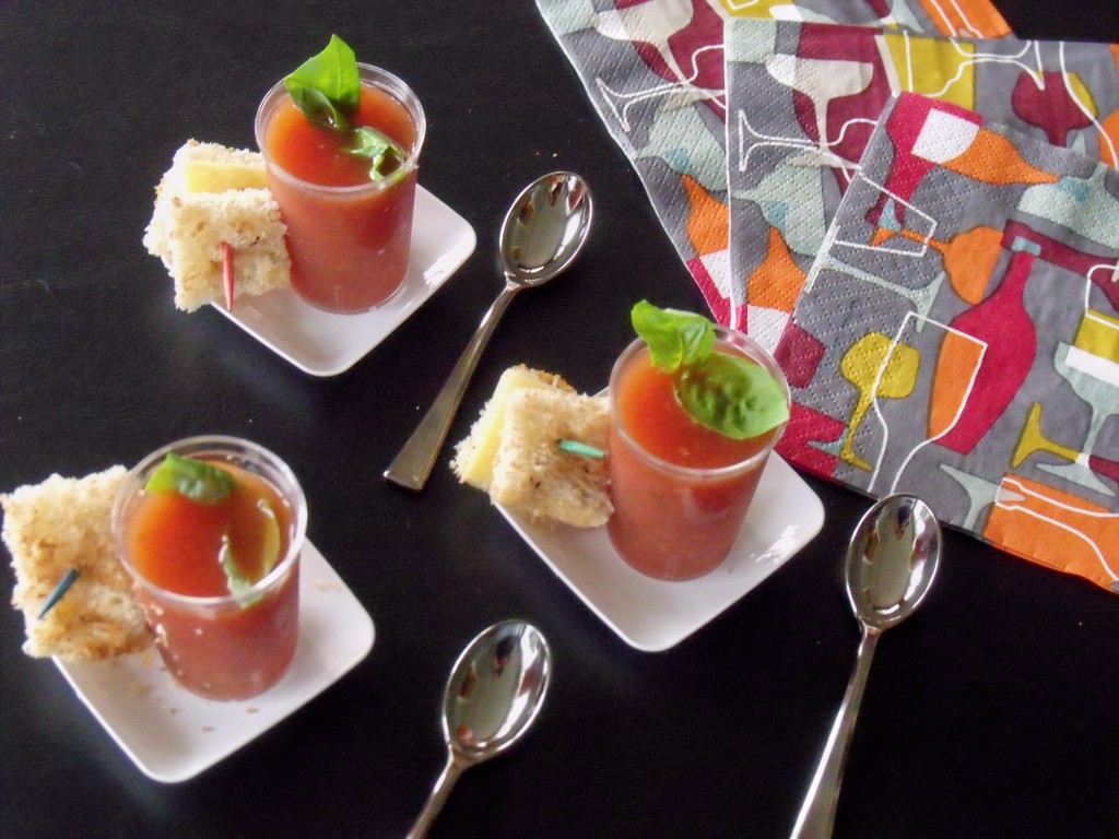 Tomato Basil Soup Shooters trio