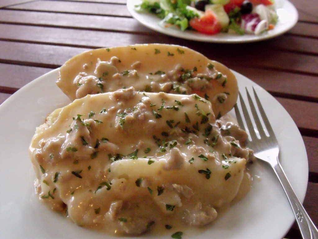 Turkey Stroganoff Baked Potatoes