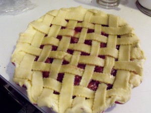 sour cherry pie lattice tucked