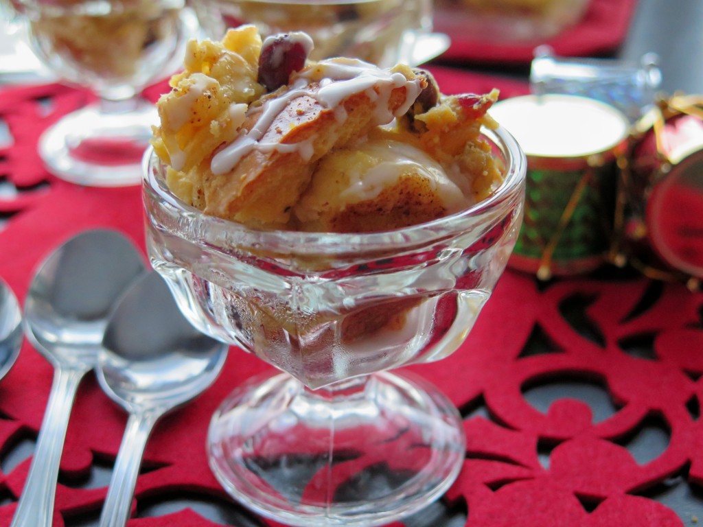Fruity Eggnog Bread Pudding cup