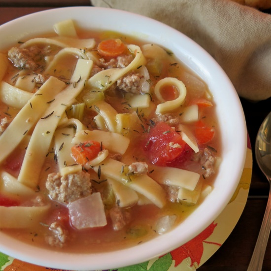 Ground Turkey and Noodle Soup Dinner