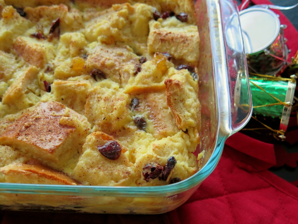 fruity eggnog bread pudding pan