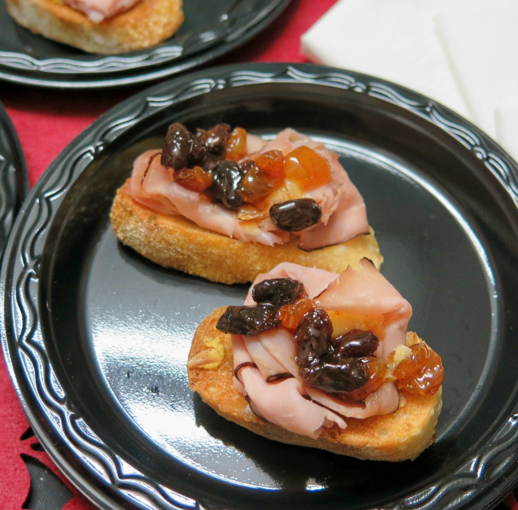 Raisin Glazed Ham Cheese Crostinis