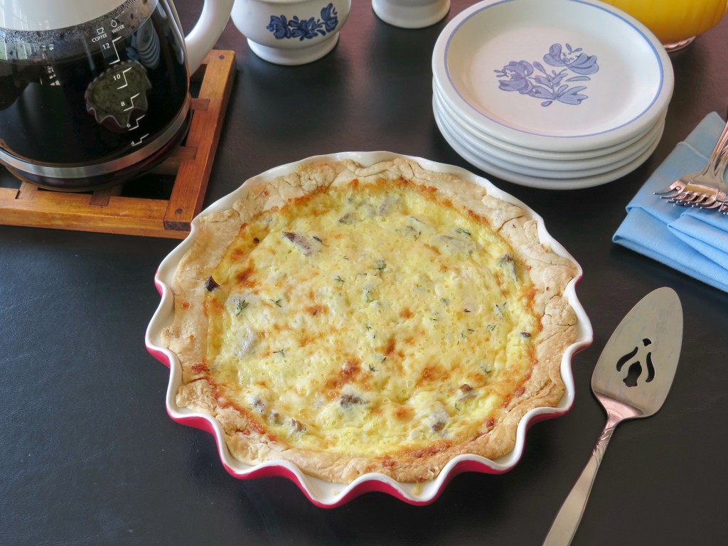 Beef and Cheddar Quiche table set