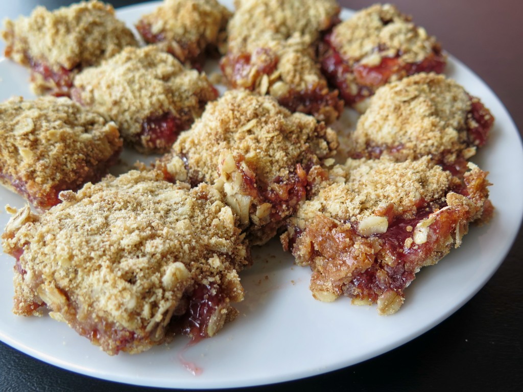 Strawberry Crumb Bars close up plate