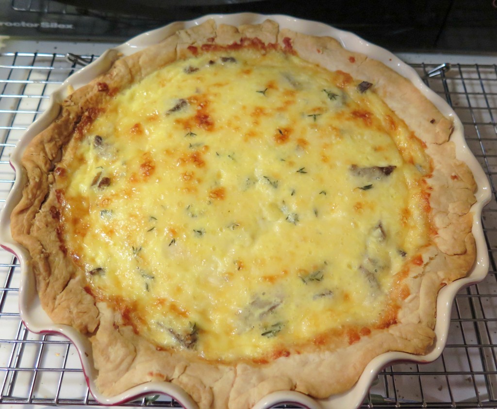 beef cheddar quiche cooling