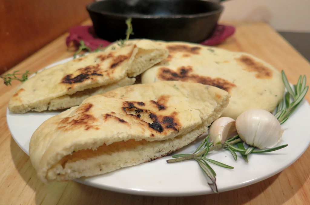 Orange Herb Pitas close up