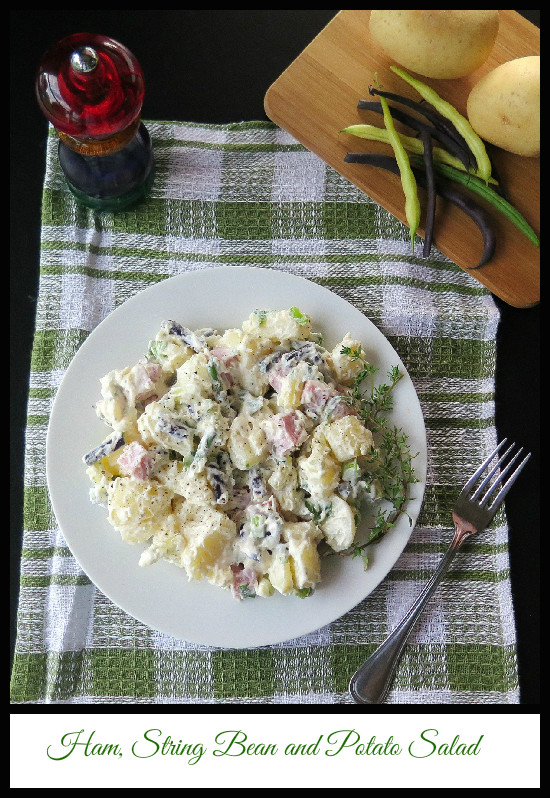 ham bean potato salad collage