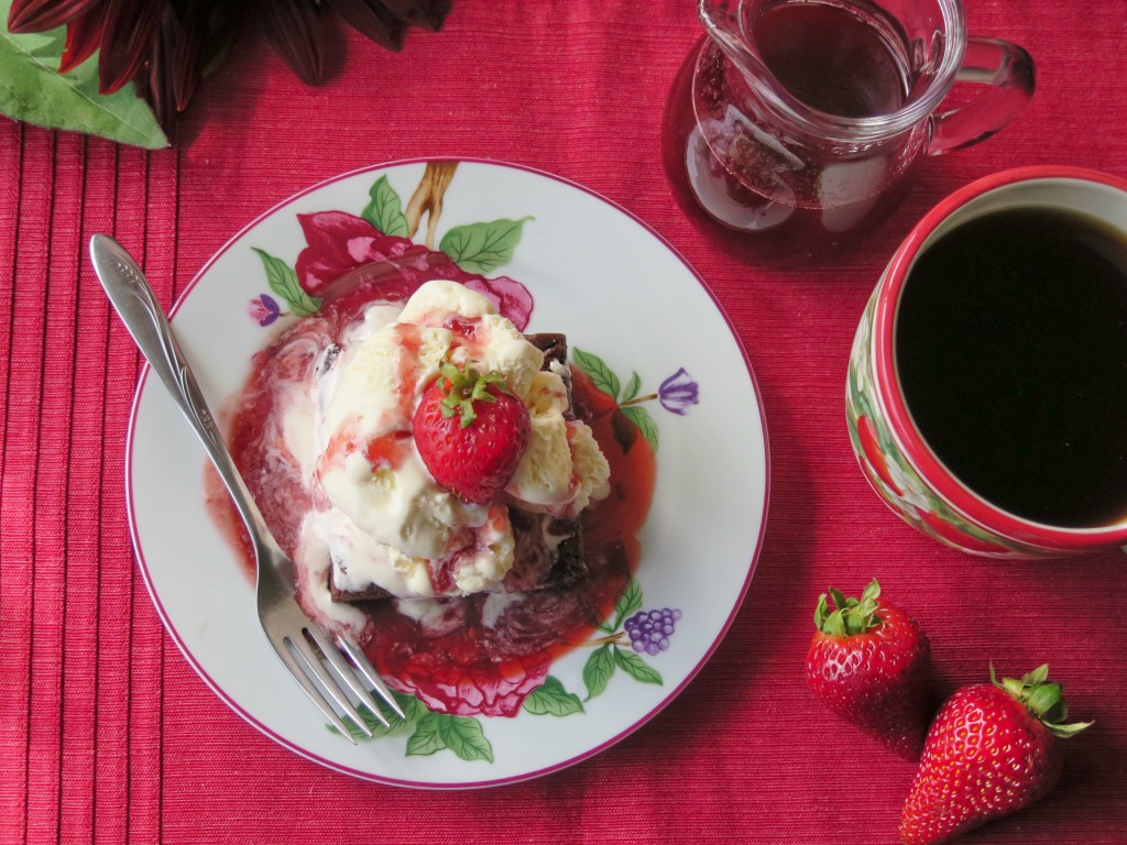 Strawberry Balsamic Syrup on Brownie