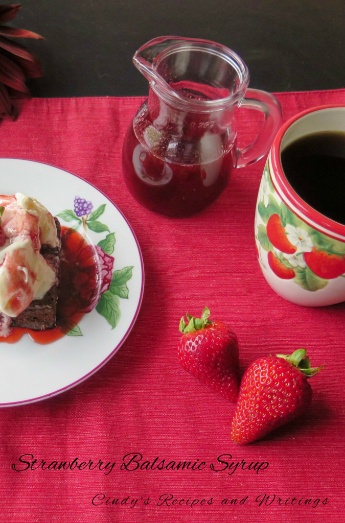 strawberry balsamic syrup table