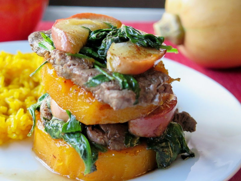 Beef Apple and Squash Napoleons