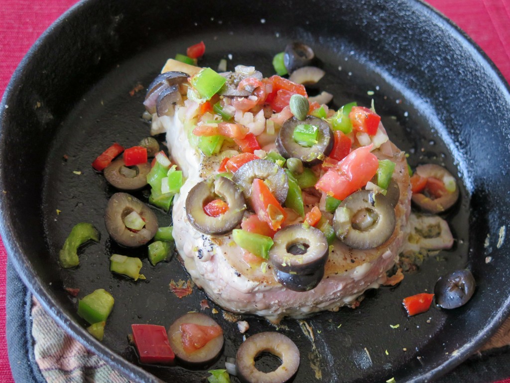 Tuna Steaks Olive Salsa pan