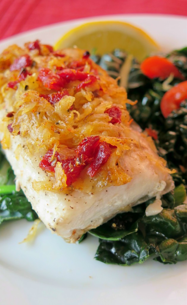 Sun-dried Tomato and Potato Crusted Baked Cobia 