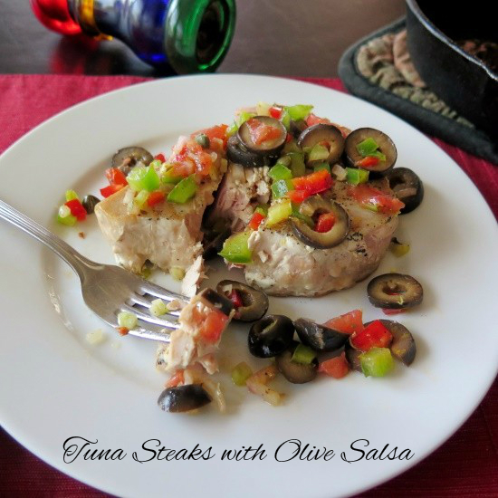 tuna steaks with olive salsa