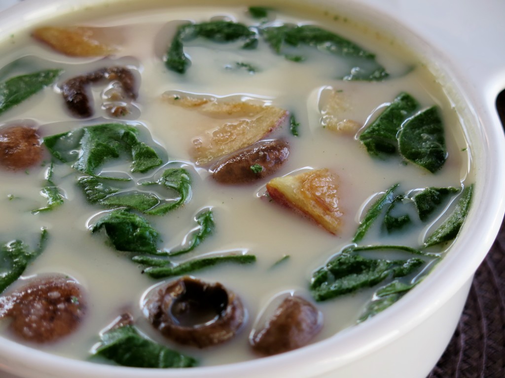 Roasted Potato and Spinach Soup Bowl