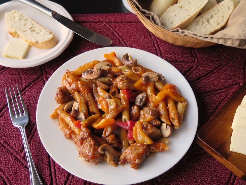 Turkey Sausage and Pasta plate