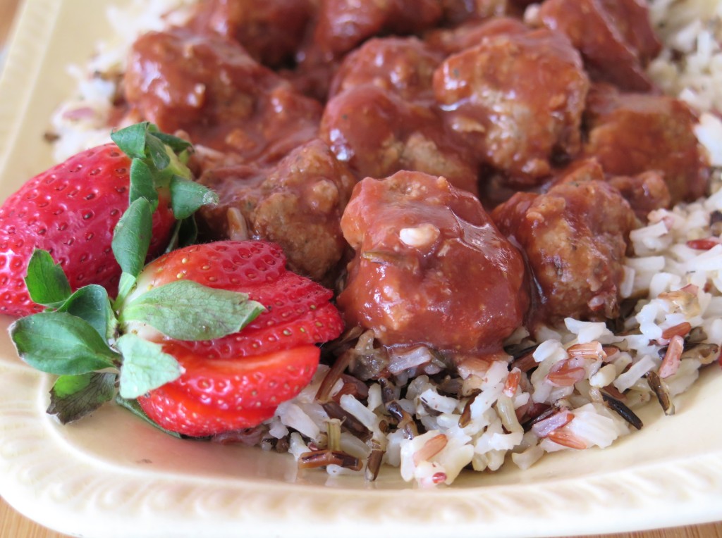 Strawberry BBQ Meatballs platter