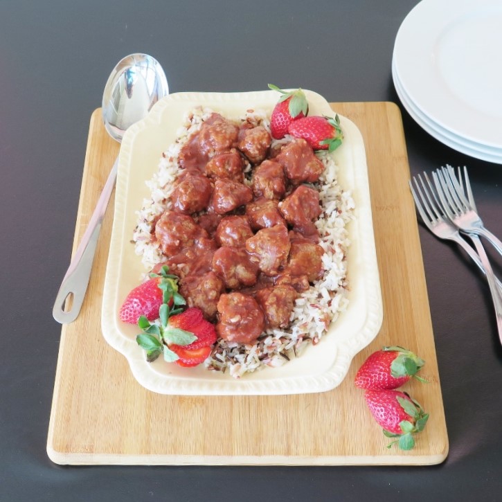 strawberry bbq meatball platter 