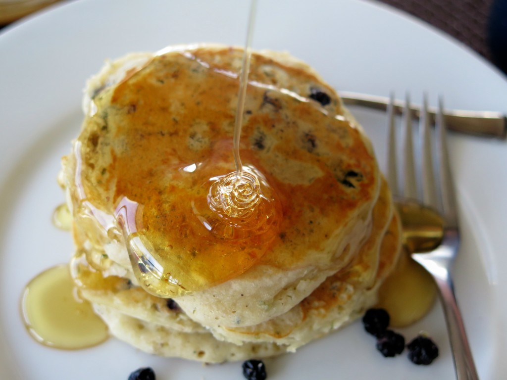 Fruity Hemp Seed Pancakes honey