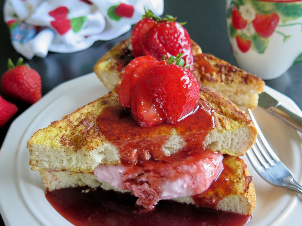 Strawberry Cream Cheese Stuffed French Toast plate