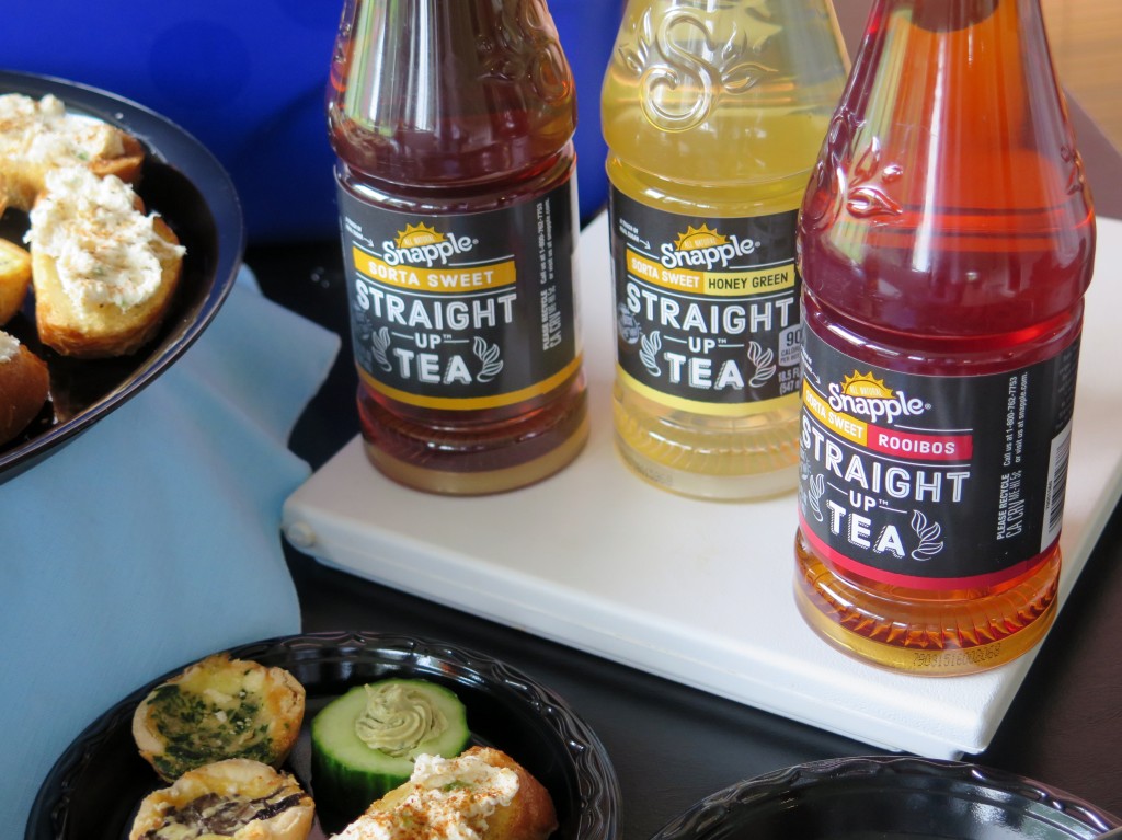 tapas and Snapple® Straight Up™ Tea bottles