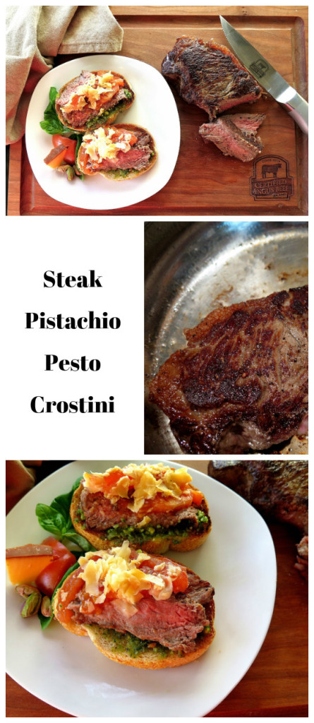 Steak Pistachio Pesto Crostini