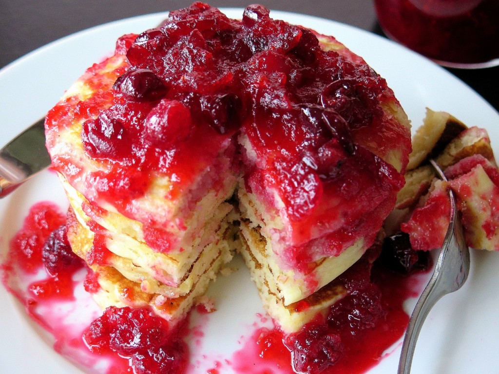 Eggnog Pancakes Cranberry Syrup