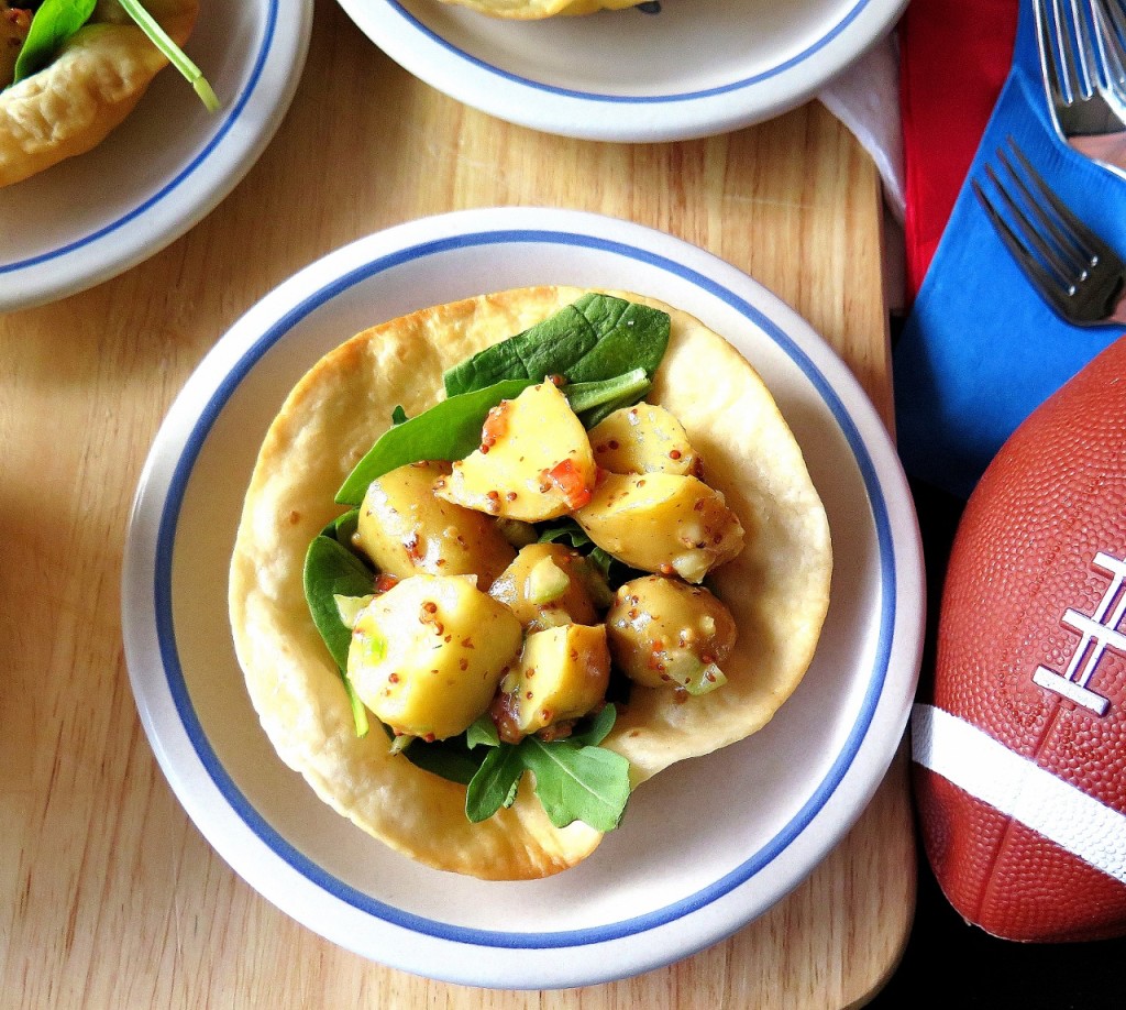 Potato Salad Tortilla Bowl  #SundaySupper #GameDayIdahoPotatoes Idaho® potatoes