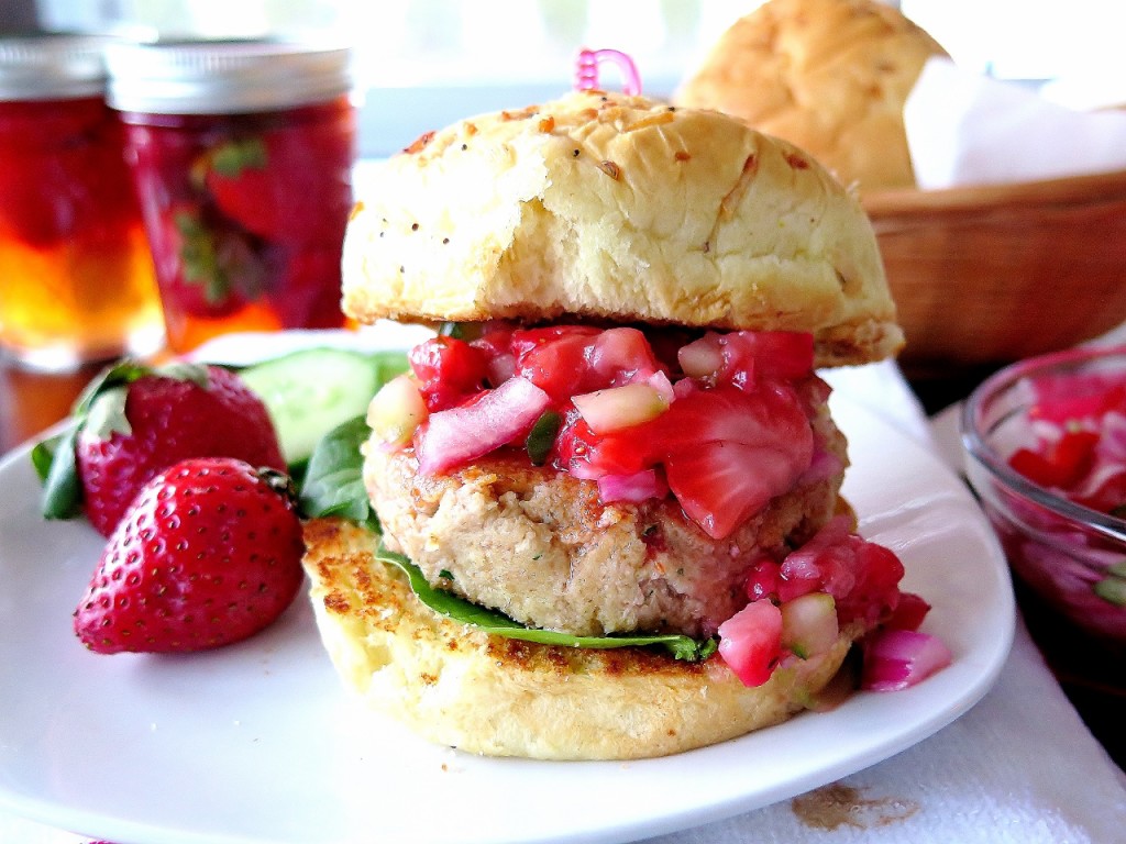 Tuna Burger Pickled Strawberry Relish