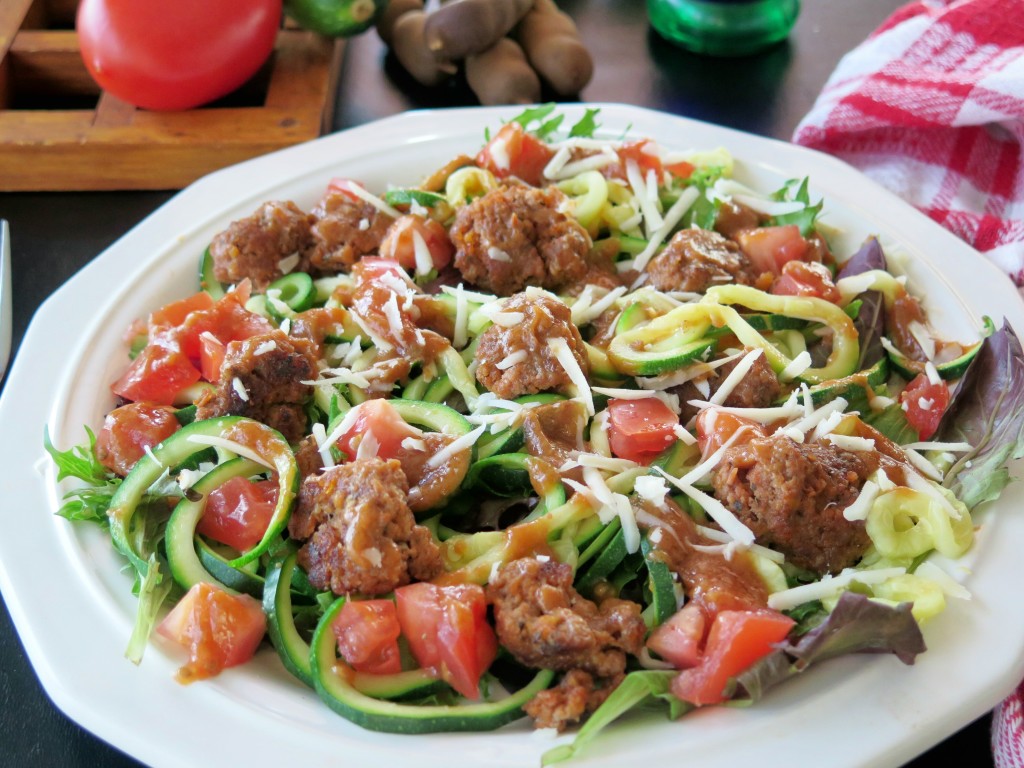 Meatballs and Spaghetti Zoodles Salad