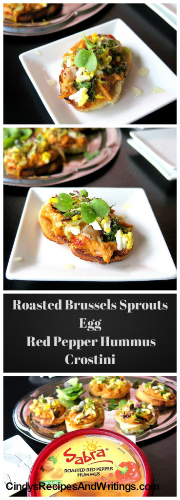 Roasted Brussels Sprouts Egg Red Pepper Hummus Crostini 