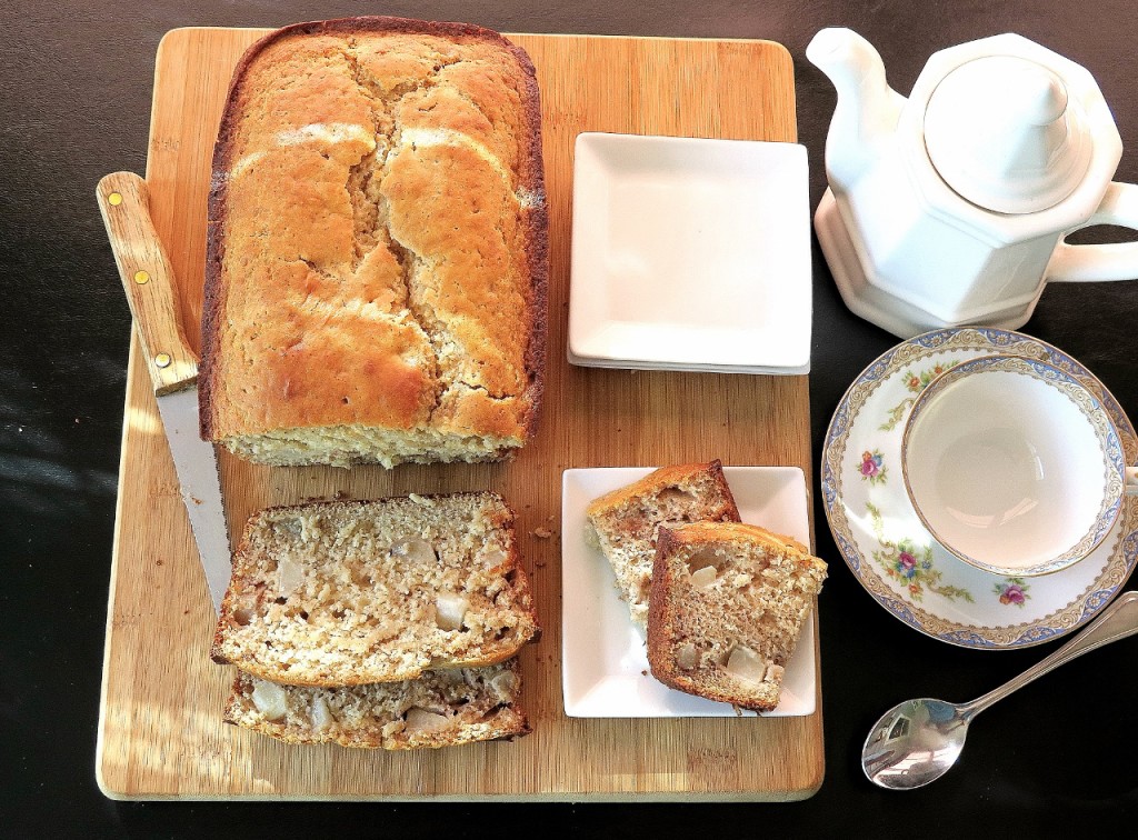 Almond Pear Bread and slice 