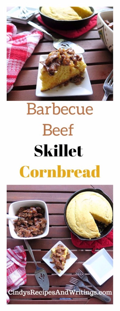 Barbecue Beef Skillet Cornbread #SundaySupper #RootsInBoots @CeertAngusBeef