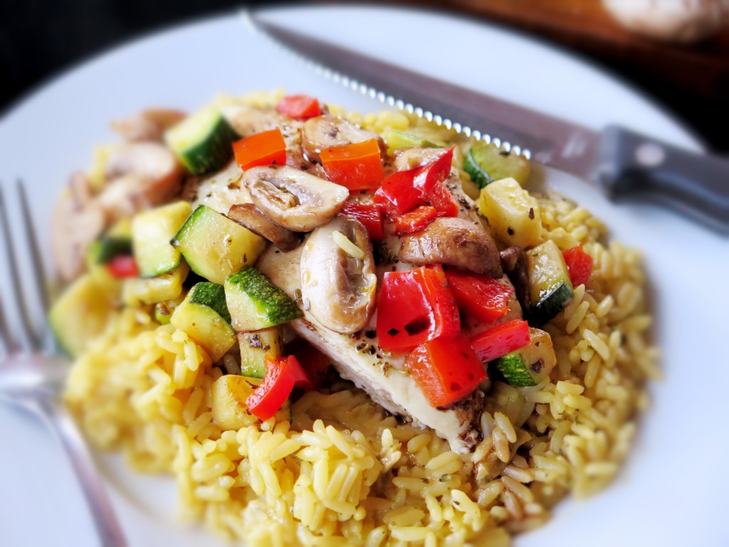 Chicken Sauteed Zucchini Mushrooms Peppers